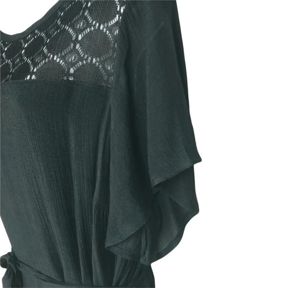 Claire France Maxi Black Dress with Lace and Matching Tie Up Belt 16 NWT - Picture 6 of 11